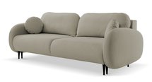 Bafra sofa bed with sleeping function and bedding container, beige velvet