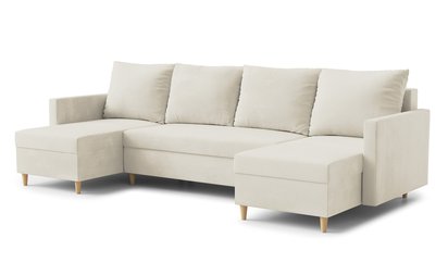 Corner sofa with sleeping function Lengtor U-shaped with container universal Paros 01 velour