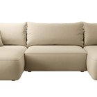 Ovo U-shaped corner sofa with sleeping function with Castel 15 container, easy-to-clean velvet, right-hand