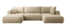 Ovo U-shaped corner sofa with sleeping function with Castel 15 container, easy-to-clean velvet, right-hand