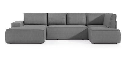 Corner sofa with sleeping function Farese New U-shaped with storage left side gray corduroy