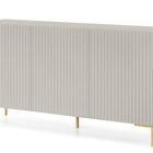 Lammelo three-door chest of drawers, 140 cm, gray beige with golden legs