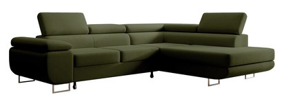 Stevil L-shaped corner sofa with sleeping function with Castel 39 container, easy-to-clean velvet, right-hand