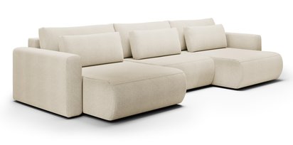 Corner sofa with sleeping function Ajwar U-shaped with container Curio 09 hydrophobic chenille universal