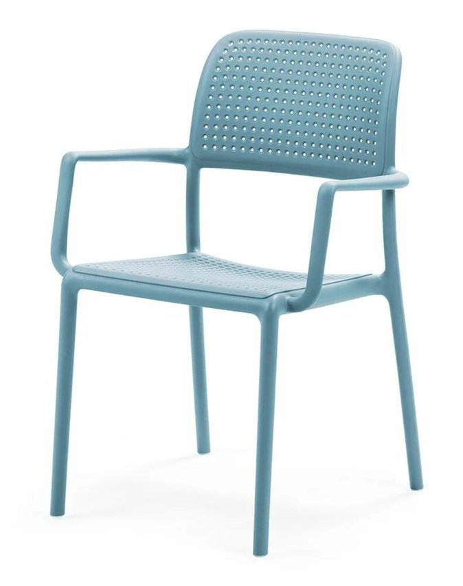 Bora Nardi garden chair with armrests made of certified light blue material