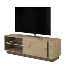 TV cabinet Skoky 138 cm oak with graphite (LED)