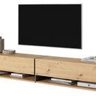 Mirrgo TV cabinet, 200 cm, artisan oak with graphite inserts