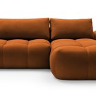 Canapé d'angle Ombo en L avec fonction couchage avec conteneur Salvador 14, velours hydrophobe, côté droit