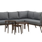 Discovest garden furniture set with corner sofa and coffee tables brown/graphite