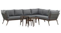 Discovest garden furniture set with corner sofa and coffee tables brown/graphite