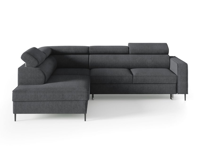 Corner sofa with sleeping function Vero L-shaped with container Neve 97 braided left-hand side