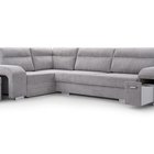 Umill L corner sofa bed with bar and pouffe (Fabric: Lincoln 86, Side: Left)