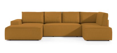 Corner sofa with sleeping function Farese New U-shaped with storage left side mustard corduroy