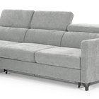 Monarda L-shaped corner sofa with sleeping function with container and adjustable headrests, gray hydrophobic velvet, left-hand side