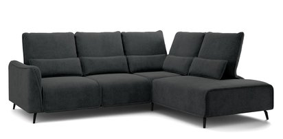 Rumbia L-shaped corner sofa with Storm 99 side, black legs, right-hand side