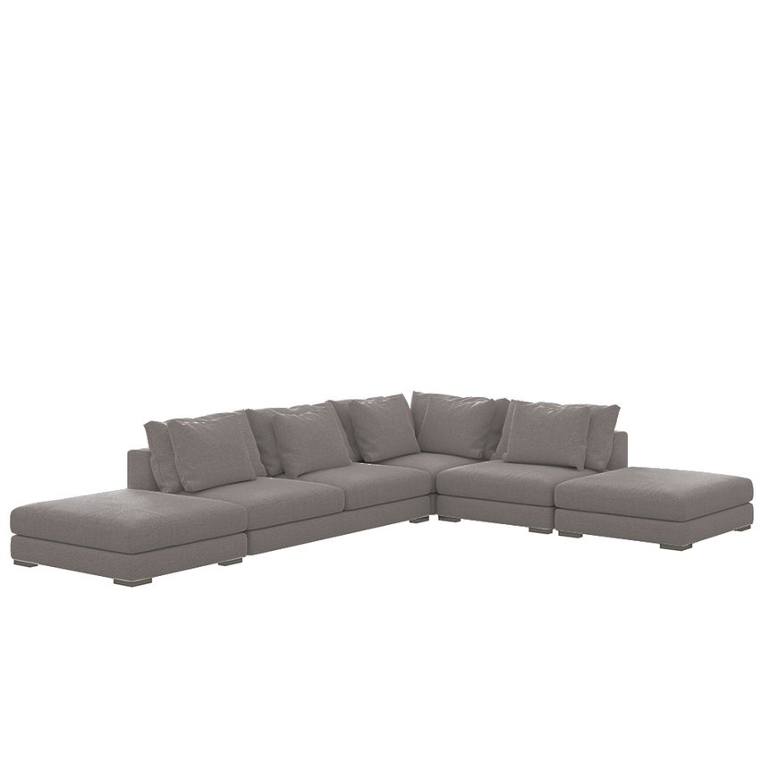 Mia L-shaped modular corner sofa with two poufs (Fabric: Storm 97)