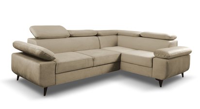 Corner sofa with sleeping function Beraus Castel 15 in hydrophobic velvet fabric, right-hand side