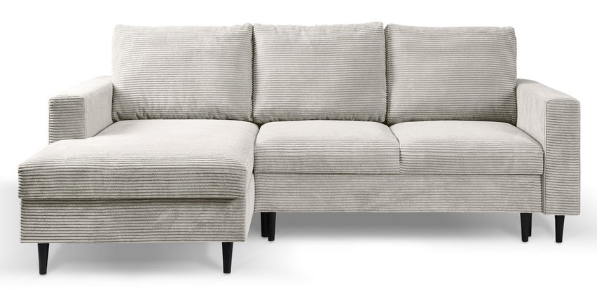 Corner sofa with sleeping function Nalika L-shaped with storage Poso 100 corduroy left-hand side