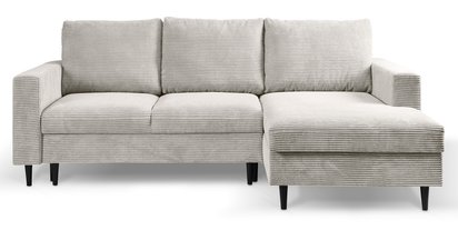 Corner sofa with sleeping function Nalika L-shaped with storage Poso 100 corduroy right-hand side