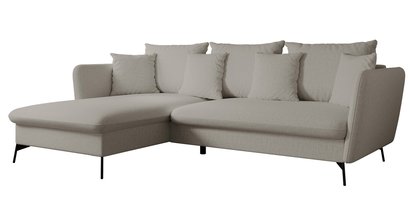 Castilio L-shaped corner sofa with sleeping function with Moly 80 container, hydrophobic chenille, left-hand side