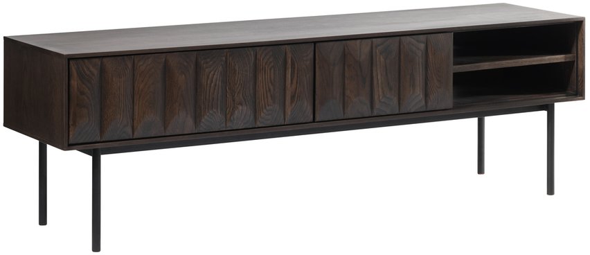 Chesseo TV cabinet with two drawers on metal legs, espresso oak