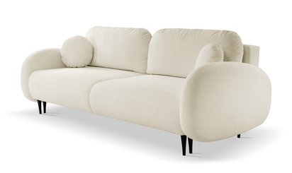 Bafra sofa bed with sleeping function and bedding container, cream corduroy