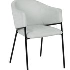 Optival upholstered chair with gray and blue armrests