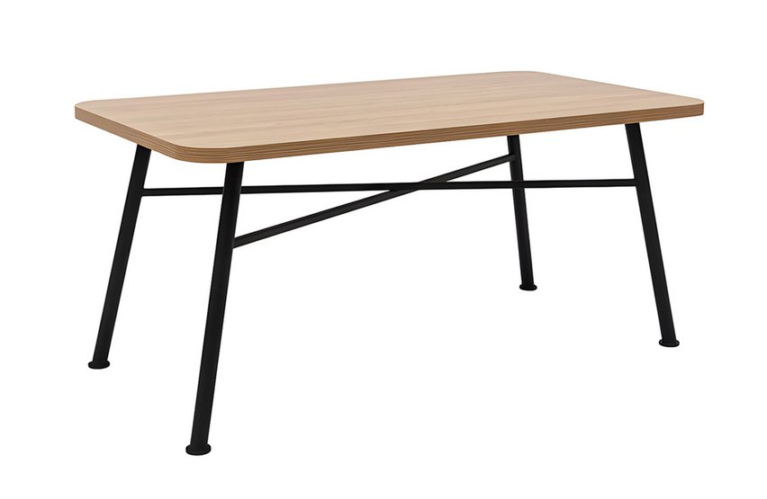 Crattale table 160x75 cm in natural color on black legs