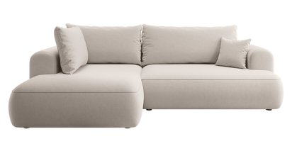 Ovo II L-shaped corner sofa with sleeping function Castel 04 with side and container, easy-to-clean velvet, left-hand