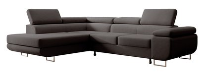 Stevil L-shaped corner sofa with sleeping function with Castel 93 container, easy-to-clean velvet, left-hand side