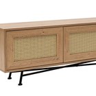 Crattale TV cabinet 180 cm with a natural rattan front