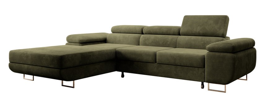 Ganta L-shaped corner sofa with sleeping function with container Poso 46 left-hand corduroy