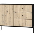 Raviero Two-Door Chest of Drawers with Three Drawers 150 cm Black/Artisan Oak