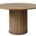 Gativel round table 120 cm with a round base, burnt oak slats