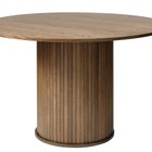 Gativel round table 120 cm with a round base, burnt oak slats