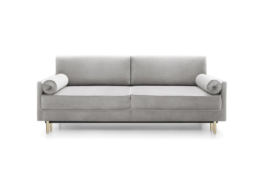 Kadaver three-seater sofa bed with storage (Fabric: Riviera 91, Legs: Gold)