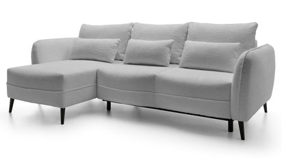 Eliano L-shaped corner sofa with sleeping function with Catch Me 22 boucle container, left-hand