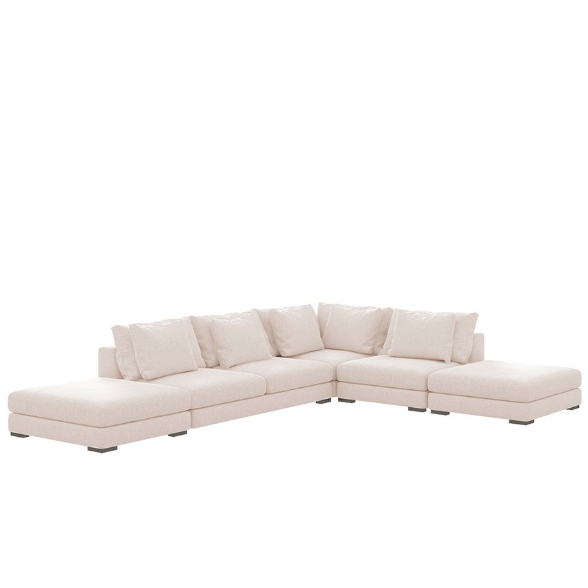 Mia L-shaped modular corner sofa with two poufs (Fabric: Grande 03)