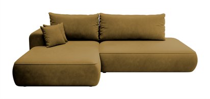 Foggi Magic Velvet 2275 L-shaped corner sofa with sleeping function with a container in hydrophobic velor fabric, left-hand side