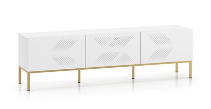 Nebbato TV cabinet 170 cm white with gold frame