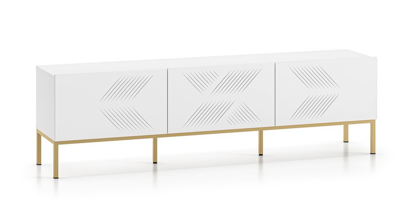 Nebbato TV cabinet 170 cm white with gold frame