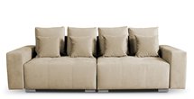 Granadilla Castel 15 three-seater sofa with storage in water-repellent velvet fabric, silver legs