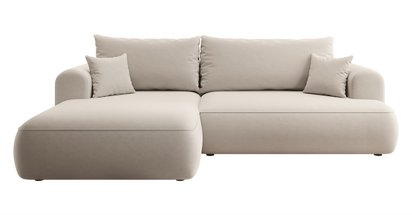 Ovo L-shaped corner sofa with sleeping function with a container in easy-to-clean fabric