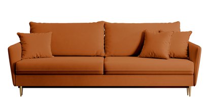 Volio Magic Velvet 2286 three-seater sofa, copper, hydrophobic velvet, gold legs