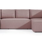 Corner sofa with sleeping function Farese New U-shaped with storage left side pink corduroy