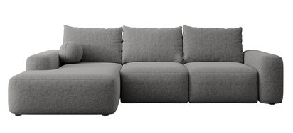 Carnos L-shaped corner sofa bed with ball, single pillows Melody 04 chenille left-hand side