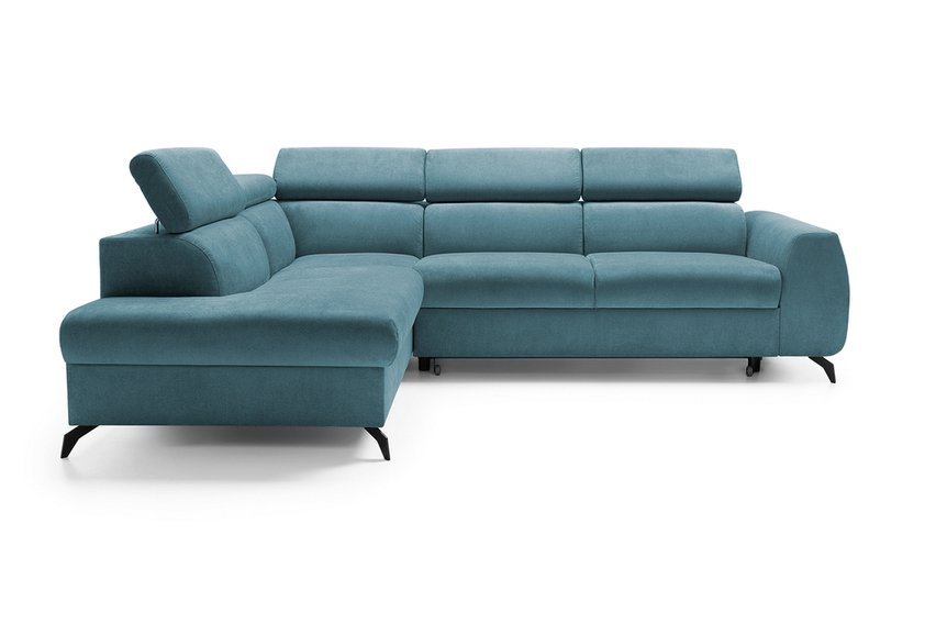 Hazryn L-shaped corner sofa bed with adjustable headrests and storage (Fabric: Cloud 75, Side: Left)