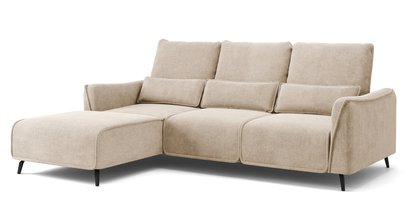 Rumbia L-shaped corner sofa Storm 06 black legs left-hand side