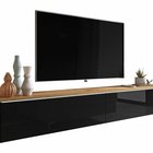 TV cabinet Kane 180 cm wotan / black gloss (Lighting: No)