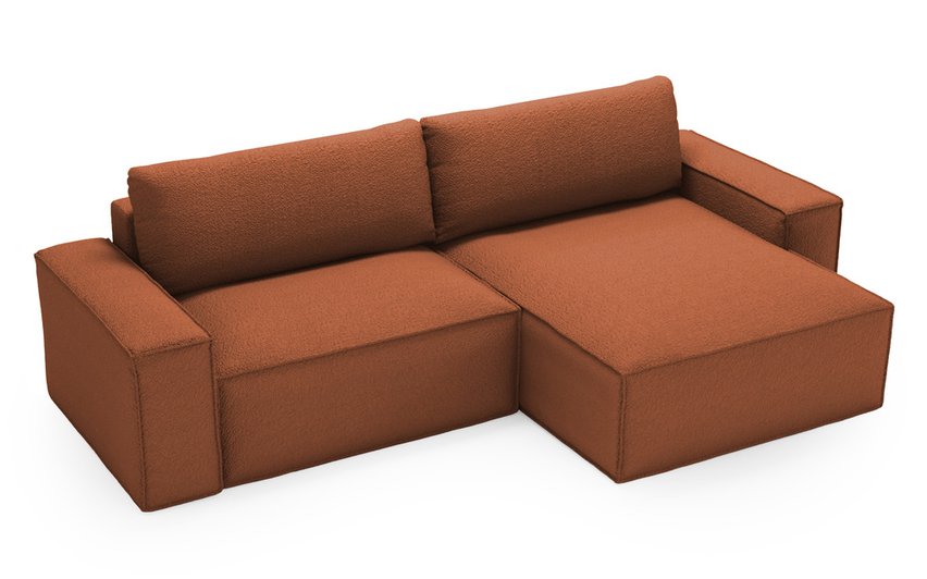 Brylio L-shaped corner sofa with sleeping function with storage, universal, copper plush